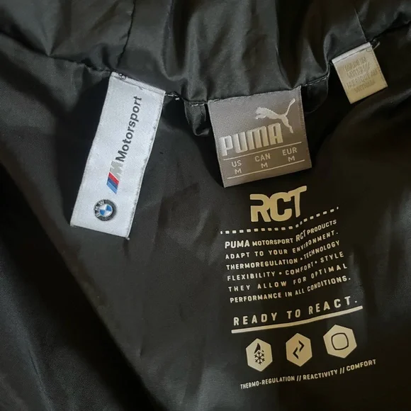 Puma x BMW Motorsport Puffer Long Parka Jacket Black - Picture 9 of 10